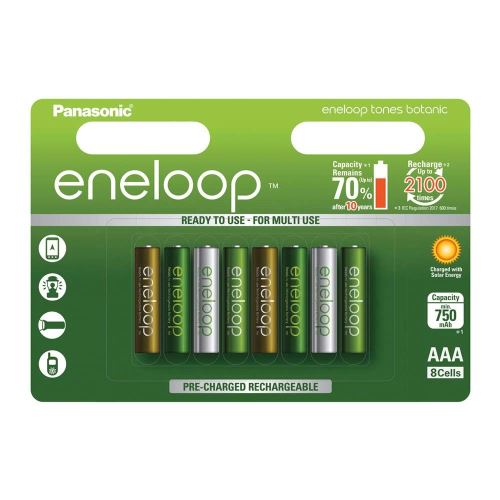 Panasonic Eneloop Bk-4mcce/8te Ready-to-use Batterie Ni-mh Micro, Aaa, Lot De 8, Min 750 Mah, 2100 Cycles De Charge, Édition Spéciale Multicolore