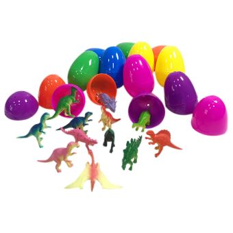 12PCS Oeufs de Pâques rempli de mini-dinosaures et Mini voiture - 1