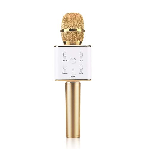 Alpexe Q7 Bluetooth Draadloze Microfoon KTV Karaoke voor iOS iPhone Android Smartphone PC Tablet (Goud)
