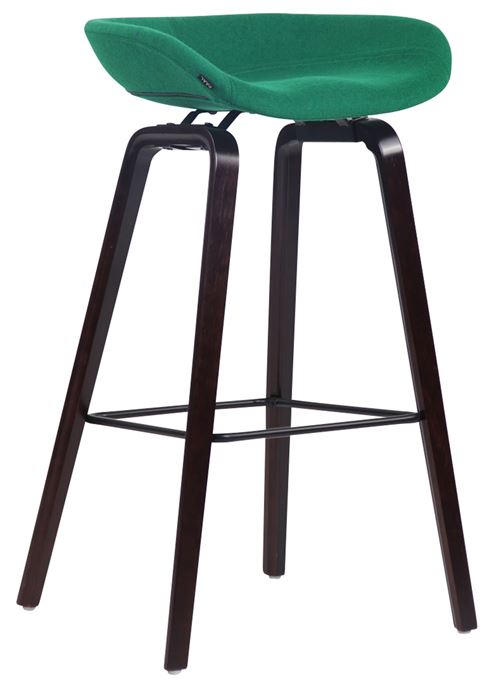 Tabouret de bar Anaheim en feutrine à 4 pieds , Vert/Bois de chêne Noyer