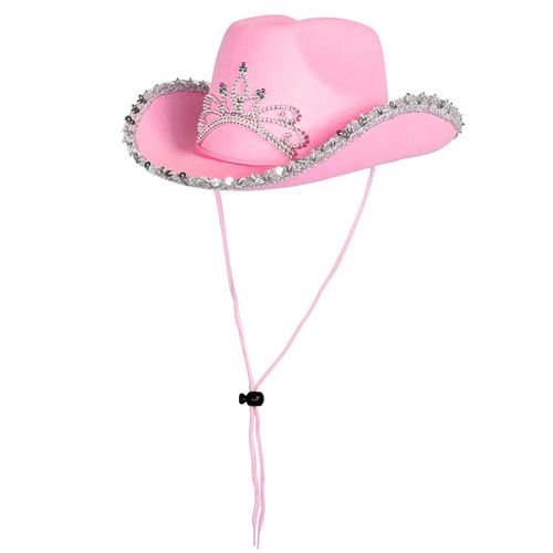 chapeau cow-girl rose fille