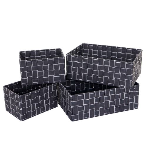 Set de 4 paniers de rangement MENDLER HWC-C37 gris foncé