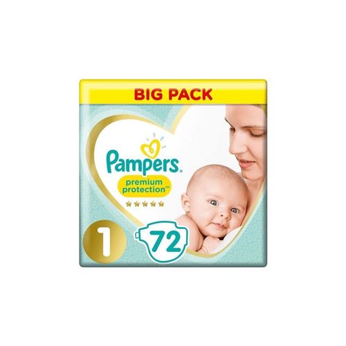 Pampers Premium Protection New Baby Taille 1, 2 A 5 Kg - 72 Couches - Jumbo Pack