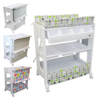 Table A Langer Avec Baignoire Et Rangements Vert Baignoires
