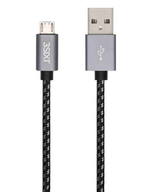 Câble Micro USB tressé 3Sixt - 1 m
