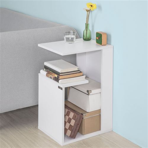 SoBuy® FBT69-W Table d'appoint Bout de Canapé Table Café Porte magasine Porte Revues