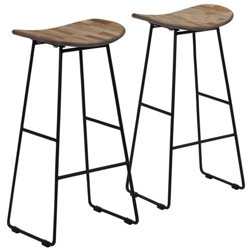 vidaXL Tabourets de bar 2 pcs Teck recyclé 41x30x74 cm