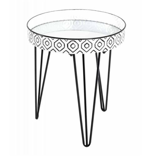 Paris Prix - Table D'appoint Déco holy 46cm Noir & Blanc