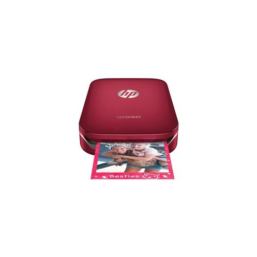 HP Sprocket Imprimante Photo portable (Bluetooth, impression couleur sans encre) Rouge + HP ZINK Papier Photo (10 feuilles, 5 x 7,6 cm, dos autocollant)