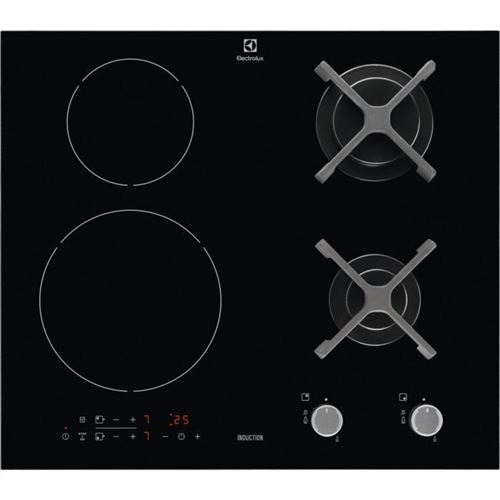 Electrolux SÉRIE 300 KGI6211K - Gasfornuis en inductiekookplaat - 4 hobben - Niche - breedte: 56 cm - diepte: 49 cm - zwart - zwart