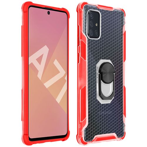 Coque pour Samsung Galaxy A71 Hybride Contour Bumper Amovible Bague - Rouge