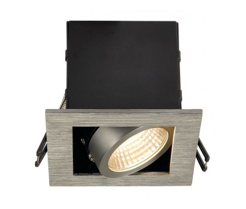 Kit kadux 1 led encastré carré alu brossé 9w, 3000k, 38°, alim incluse