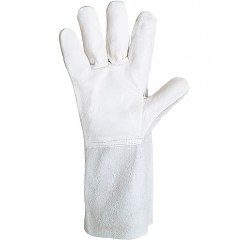 Gant cuir SINGER Paume fleur bovin, dos croûte, manchette croûte 15 cm - Taille 10 - 51GS15