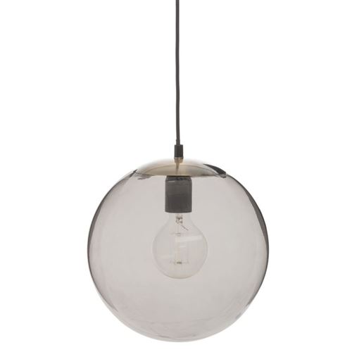 Lampe Suspension en Verre Fumé Boule 25cm Gris