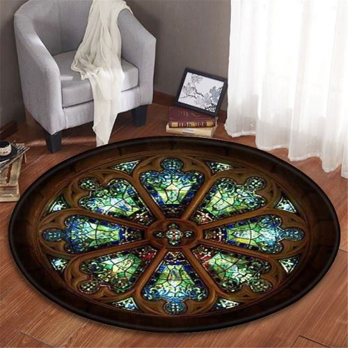 Notre-Dame de fenêtre en verre éléments Couverture ronde de bain tapis 120cm BT550