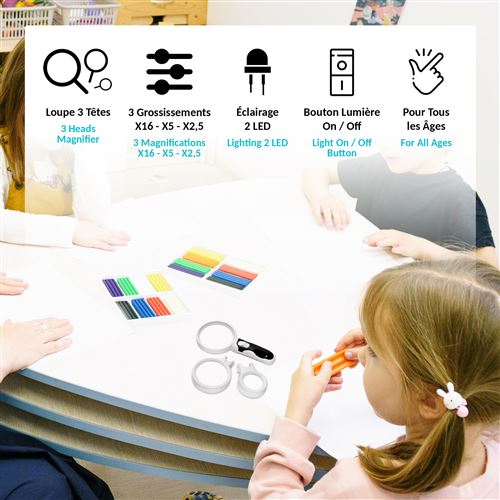Loupe FISHTEC 3 en 1 3 Grossissements 2 5X 5X 162X Lumieres LED Loupe Achat prix fnac