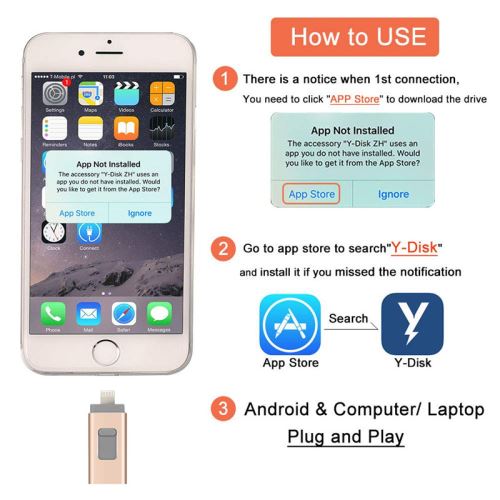 Clé USB iPhone OTG i-Flash 64 Go / 32 GO Stockage Memory Pour iPhone  6/7/8/x