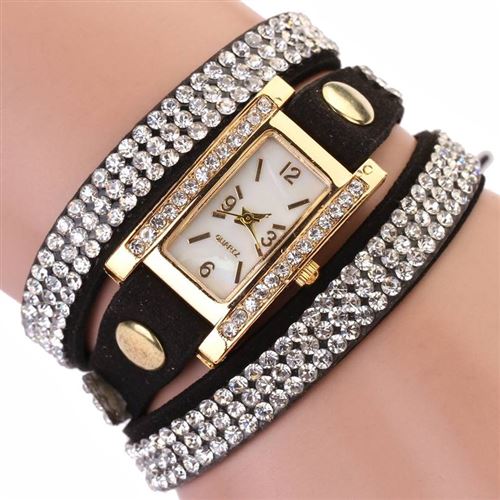 Montre femmes dames filles quartz bracelet cuir poignet environnante