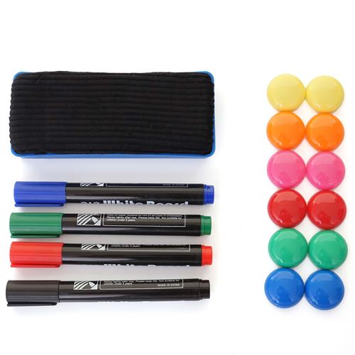 Accessoires pour tableaux blancs HWC-C92, aimants, stylos, éponge