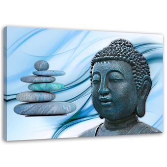 Tableau Impression Art Moderne Sur Toile Image Cadre Canevas Bouddha Tete Galets Zen 2 60x40 Achat Prix Fnac