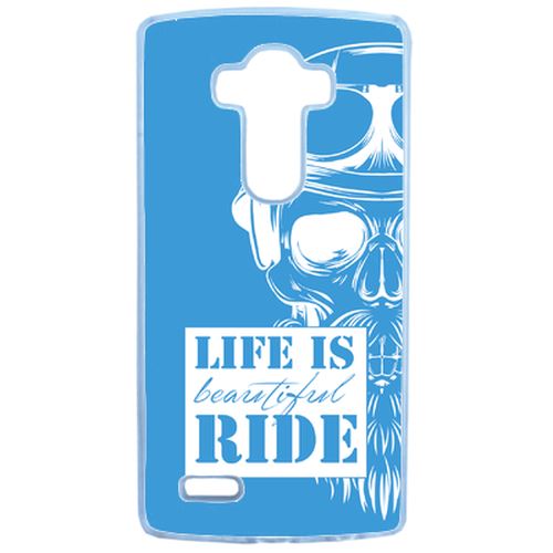 Coque Life Is Beautiful Ride Fond Bleu Compatible Lg G4 Transparent