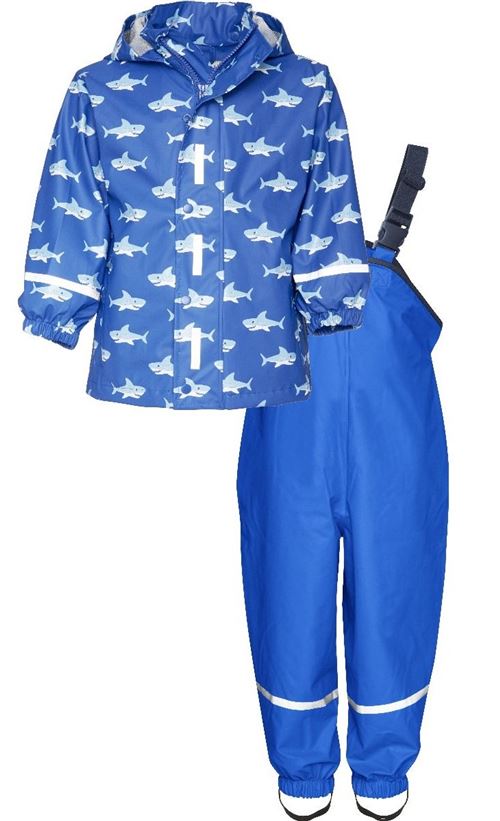 Playshoes combinaison de pluie deux pièces requin junior bleu