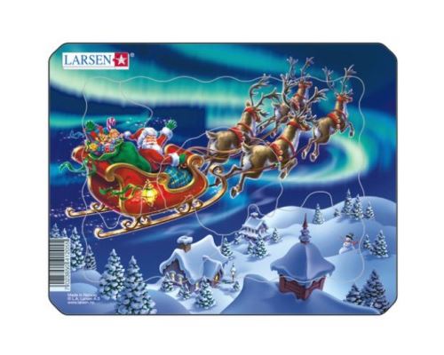 Puzzle 6 Pièces : Puzzle Cadre - Le Père Noël dans les Lumières Nordiques, Larsen