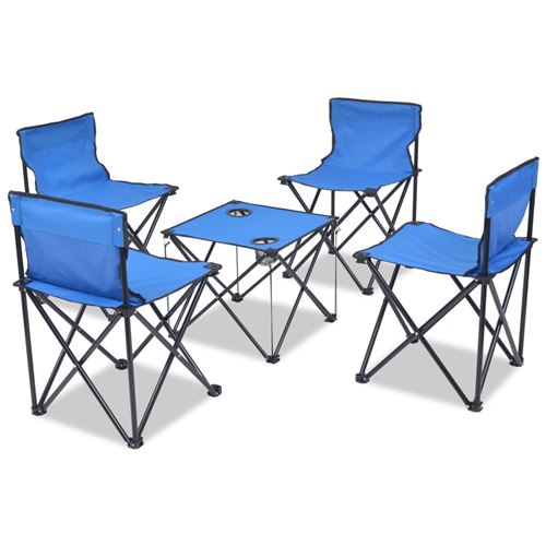 vidaXL Kampeermeubelset inklapbaar 45x45x70 cm staal blauw 5-delig
