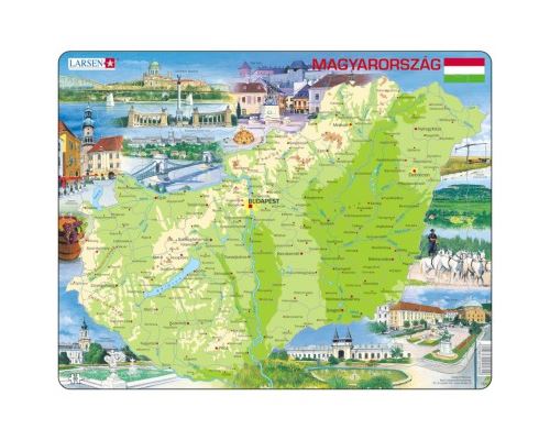 Puzzle 80 Pièces : Puzzle Cadre - Carte de la Hongrie (en Hongrois), Larsen