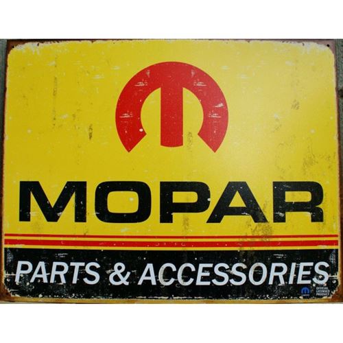 plaque mopar logo récent jaune tole deco garage bar usa