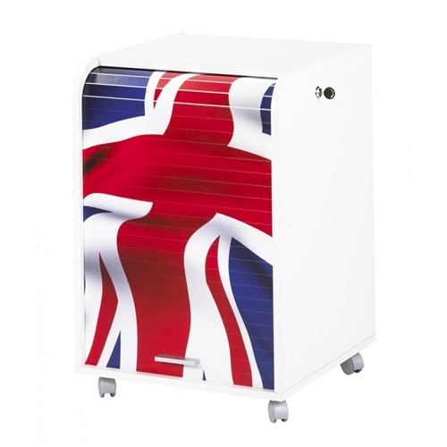Caisson de Bureau Blanc 2 Tiroirs - Coloris: Drapeau anglais 701