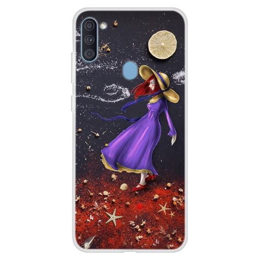 Coque en TPU impression de motifs lune et fille pour votre Samsung Galaxy A11