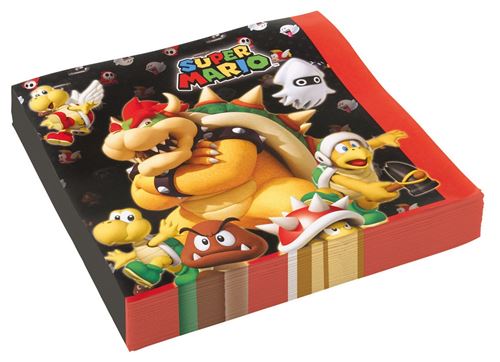 20 serviettes super mario  33 cm