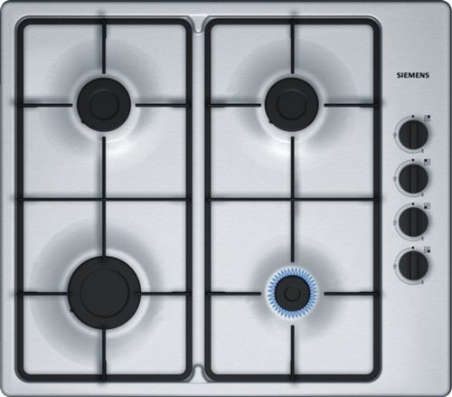 Siemens iQ100 EB6B5PB60 - Gaskookplaat - 4 hobben - Niche - breedte: 56 cm - diepte: 48 cm - zilver - roestvrij staal