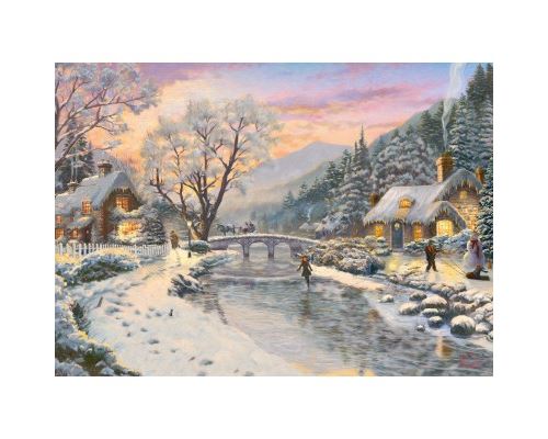 Puzzle 1000 Pièces : Thomas Kinkade - Winter Evening Dusk, Gibsons