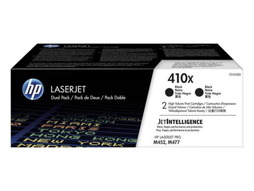 Hp Noir 410X - Pack De 2 - À Rendement Élevé - Original - Laserjet - Cartouche De Toner (Cf410xd) - Pour Color Laserjet Pro M452, Mfp M377, Mfp M477