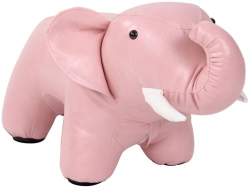 Pouf pour enfants Elmina en forme d'Eléphant - Tabouret pour enfants coque Bois Revêtement Similicuir fin - Couleur Rose