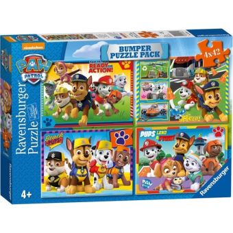 4 Puzzles De La Pat Patrouille De 42 Pieces Chien Marcus Chase