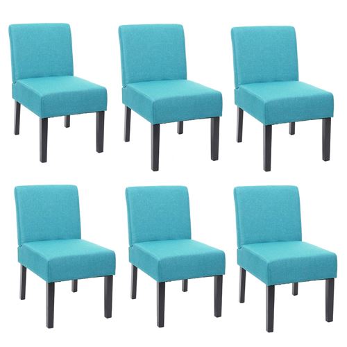 6x chaise de salle à manger MENDLER HWC-F61, fauteuil lounge, tissu/textil pétrole