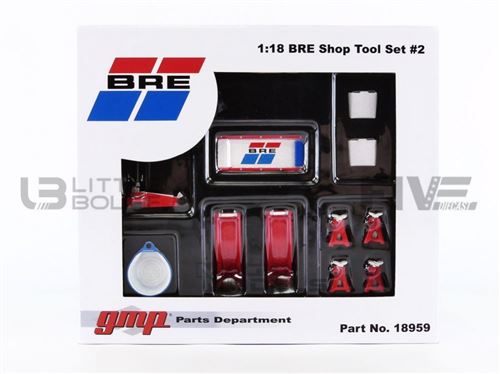 Voiture Miniature de Collection GMP 1-18 - ACCESSOIRES Shop Tool Set 2 - Brock Racing Enterprises - White / Red / Blue - 18959