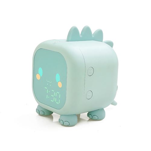 R&eacute;veil Anim&eacute; pour Enfant Mon Petit Dino Veilleuse Double Alarme Bleu