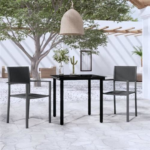 Vidaxl Noir Ensemble De Salle À Manger De Jardin 3 Pcs 3099263 - Image 3