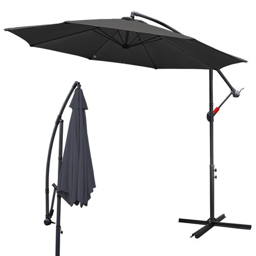 Ø300cm Parasol LED Solaire Marché Parapluie Cantilever Parapluie de jardin Parapluie,gris