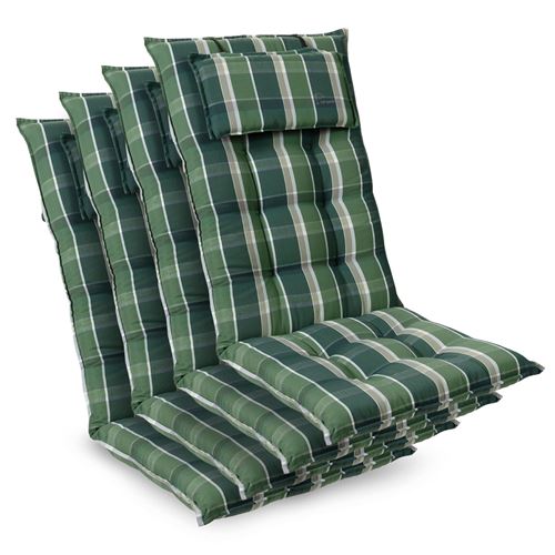Coussin de chaise de jardin -Blumfeldt Sylt -120 x 50 x9 cm -4 pièces -Vert / Gris