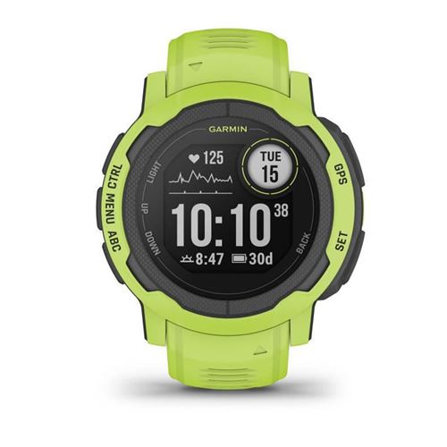 Garmin Instinct 2 - 45 mm - chaux électrique - montre de sport avec bande - silicone - taille du poignet : 135-230 mm - monochrome - 32 Mo - Bluetooth