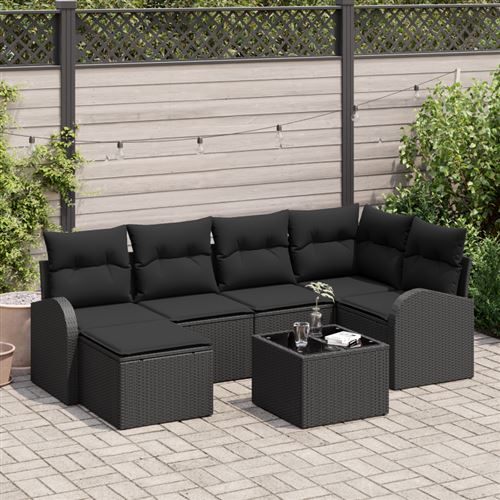 Non Communiqué Beige Ensemble De Canapé De Jardin 7 Pièces Avec Coussins En Poly Rotin