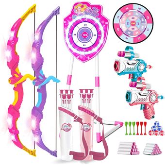 Kit Tir à L’arc LED Pour Enfants 4-12 Ans – Arc Pliable, 10 Flèches Ventouses, Carquois, Cible LED – Sport Extérieur/intérieur – Garçons Et Filles