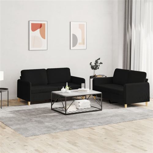 Non Communiqué Noir Vidaxl Ensemble De Canapés 2 Pcs Avec Coussins Tissu