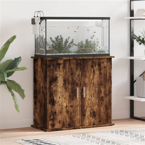 Support pour aquarium chêne fumé 81x36x73 cm bois d ingénierie