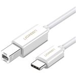 Ugreen Câble Imprimante USB C Mâle vers USB B Mâle Cordon Imprimante Type C, 1m, blanc .